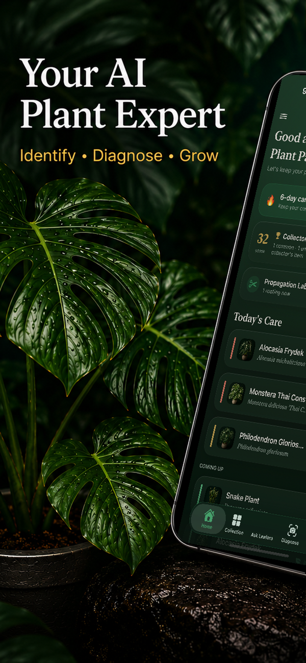 Leafora AI plant expert home screen